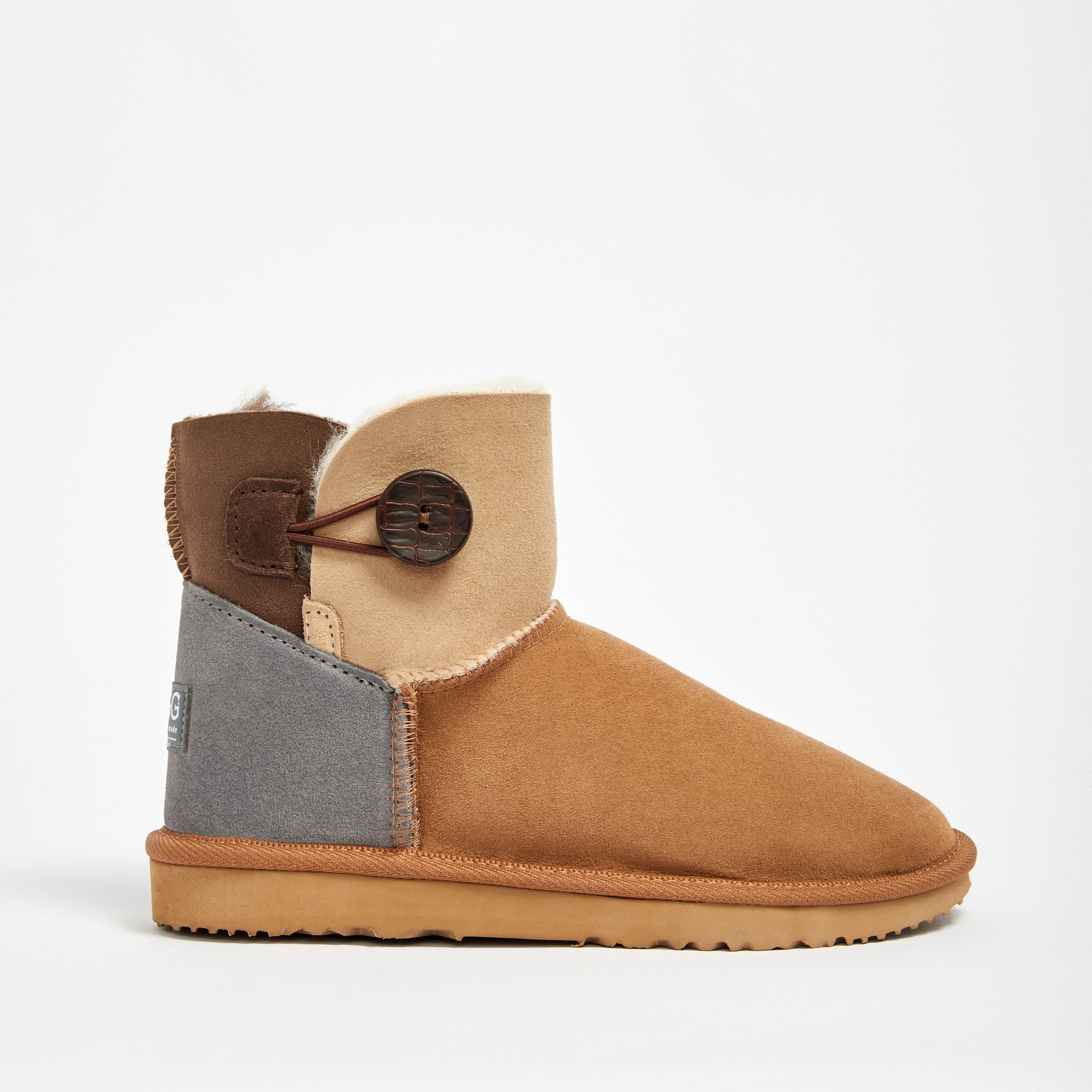 Burleigh Button Tricolour Mini Women s genuine Australian made sheepskin UGG boots UGG Since 1974