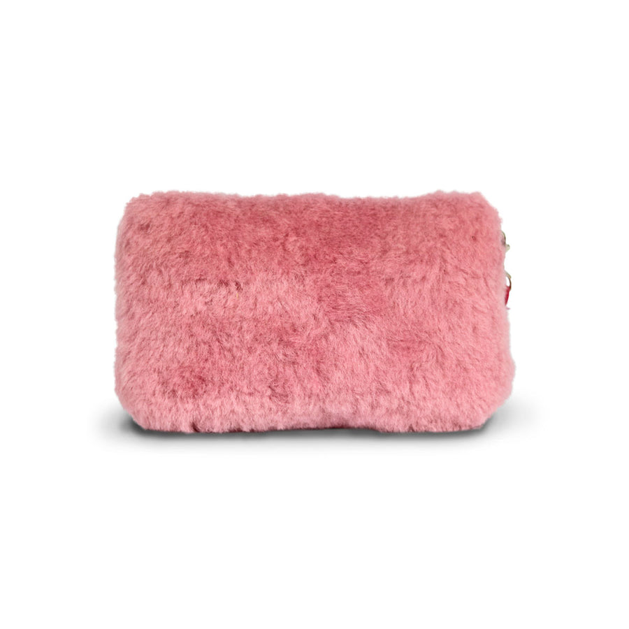 Small Orchid pink fluffy Sheepskin Clutch online sale by UGG Australian Made Since 1974 Back view