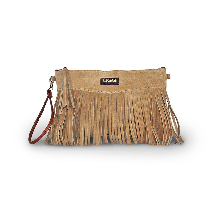 Tribal Clutch Chestnut suede online sale by UGG Australian Made Since 1974 Front view