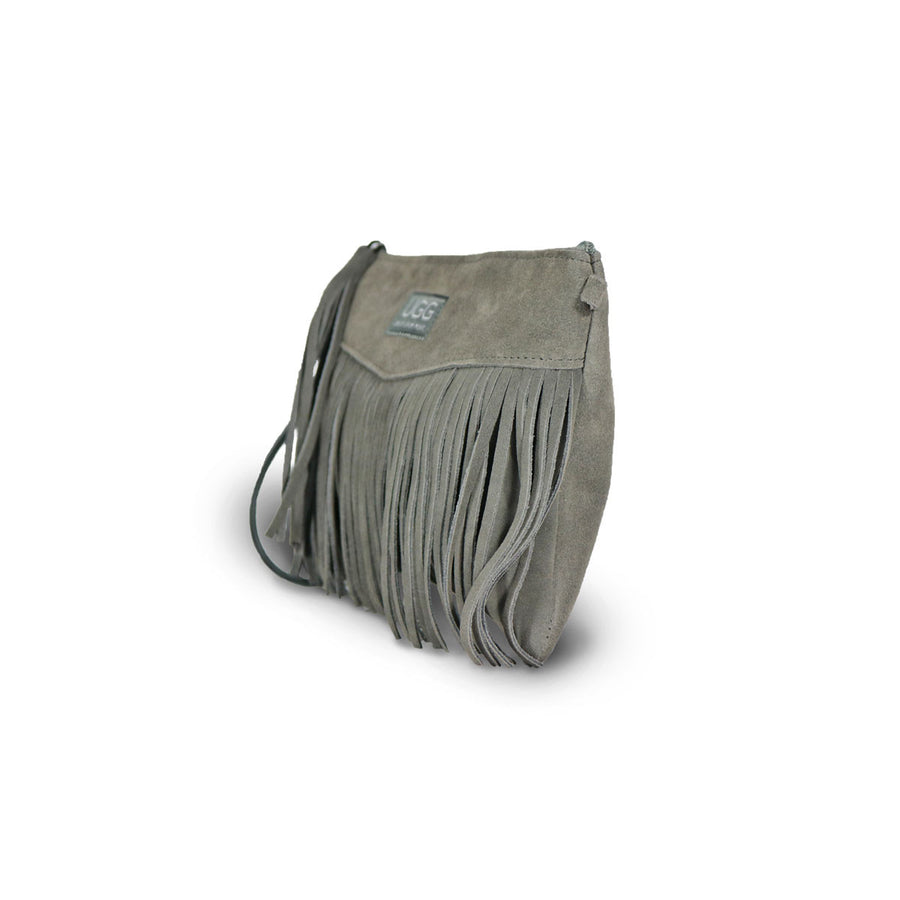 Tribal Clutch Slate grey suede online sale by UGG Australian Made Since 1974 Front angle view