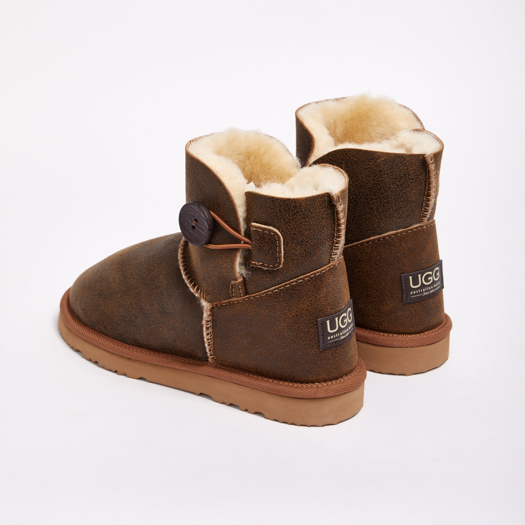 Burleigh Button Bomber Mini Women s Genuine Australian made sheepskin UGG boots UGG Since 1974