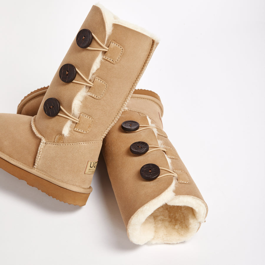 Burleigh Button Triplet Women s Genuine Australian made sheepskin