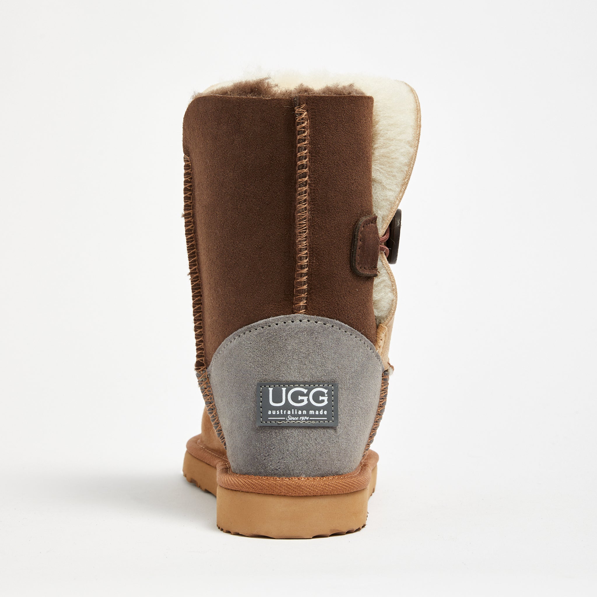Burleigh Button Tricolour Mid women s genuine Australian made sheepskin UGG boots UGG Since 1974