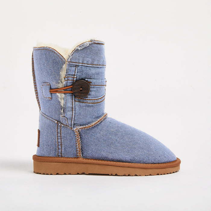 Women&#39;s Denim Button Mid