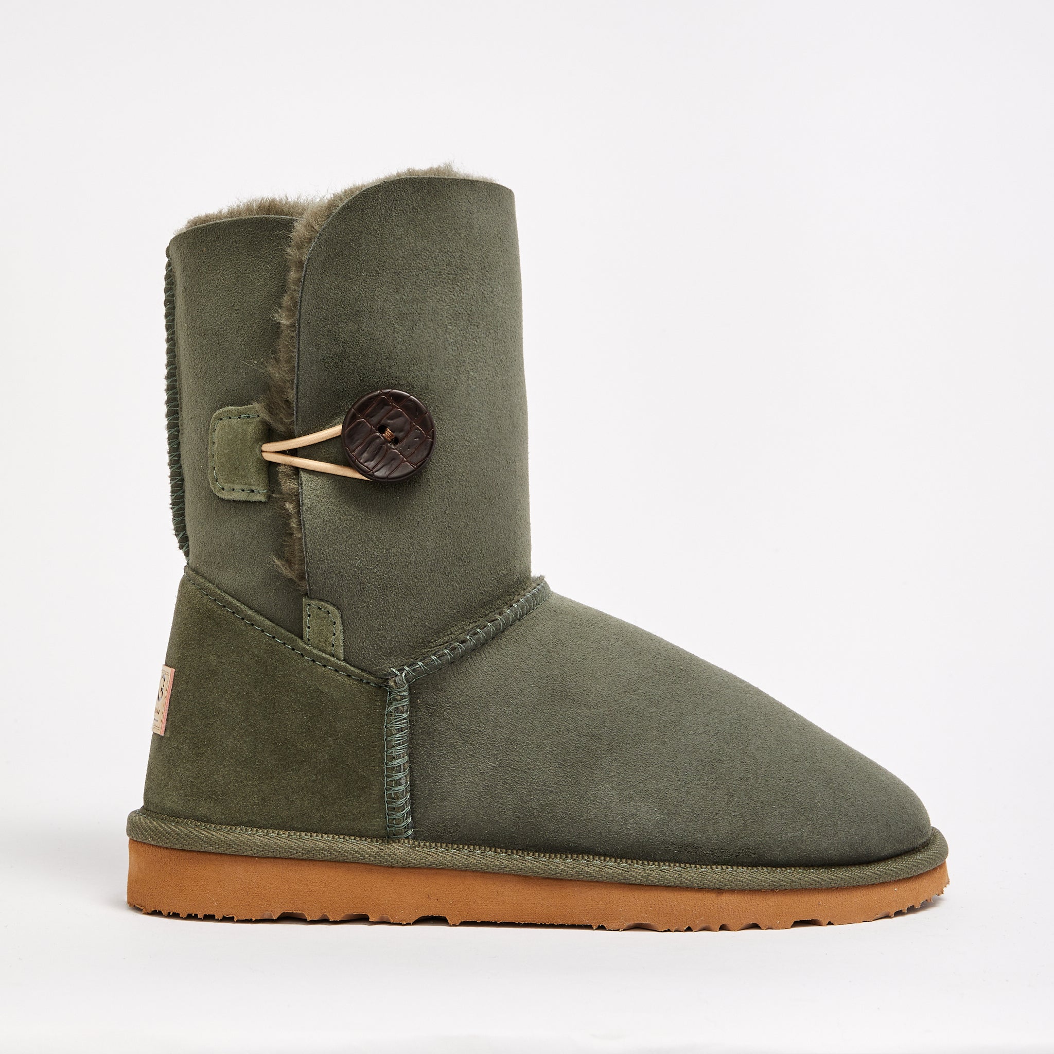 Burleigh Button Mid Natural women s genuine Australian made sheepskin UGG boots UGG Since 1974