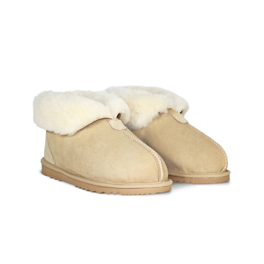 Ankle Slipper Sand sheepskin ugg boot online sale by UGG Australian Made Since 1974 Front angle view pair
