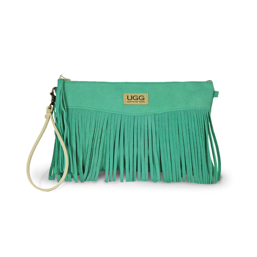 Tribal Clutch Aqua suede online sale by UGG Australian Made Since 1974 Front view