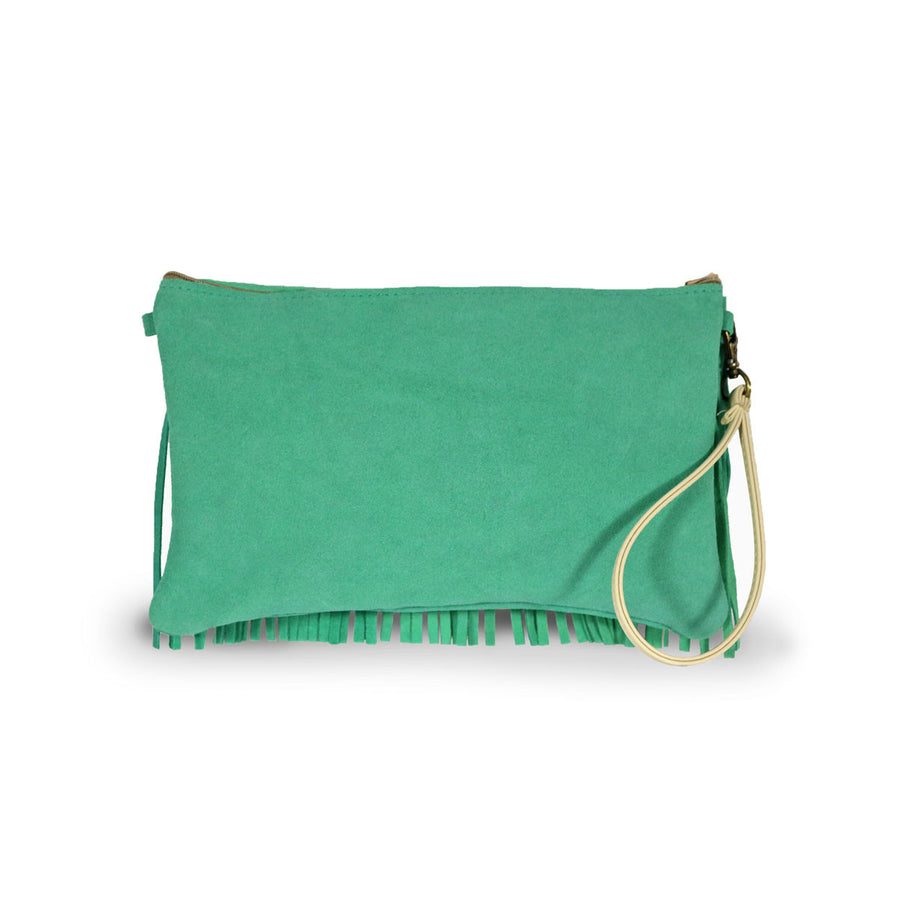 Tribal Clutch Aqua suede online sale by UGG Australian Made Since 1974 Back view