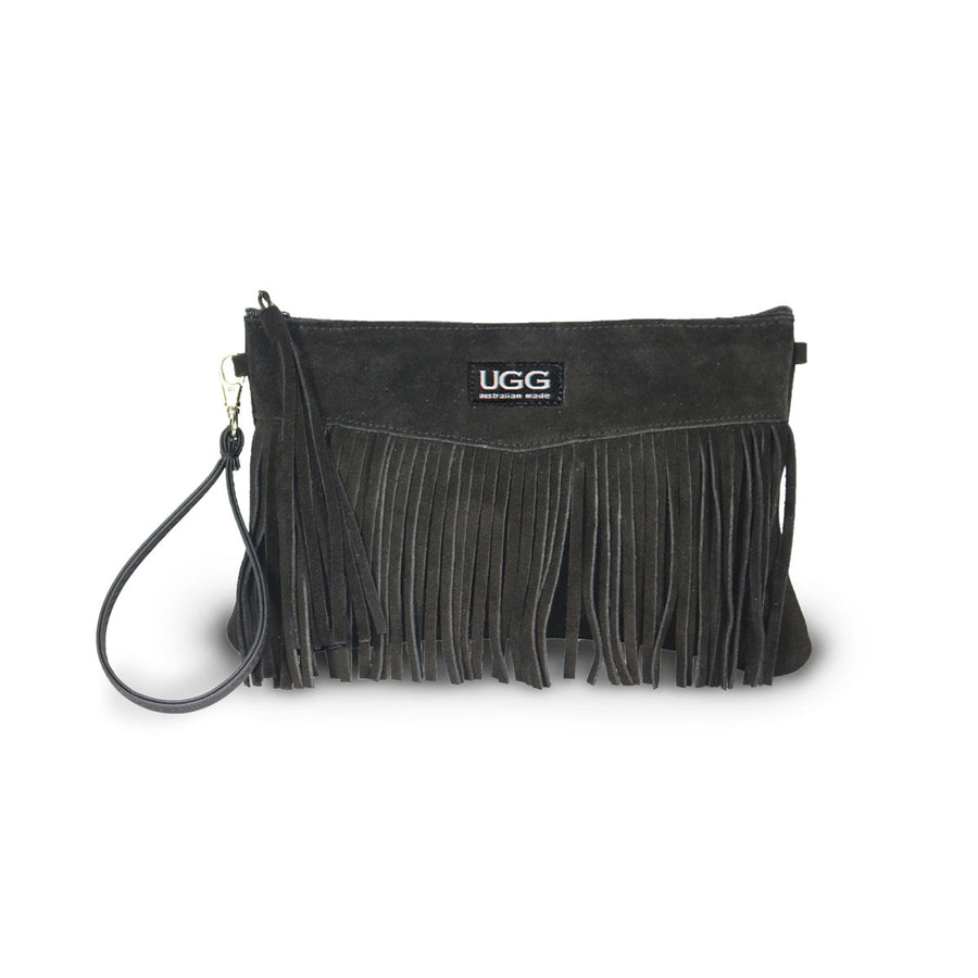Tribal Clutch Black suede online sale by UGG Australian Made Since 1974 Front view