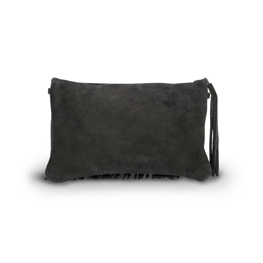 Tribal Clutch Black suede online sale by UGG Australian Made Since 1974 Back view