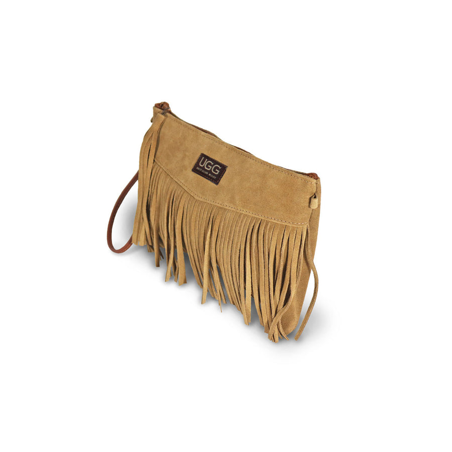 Tribal Clutch Chestnut suede online sale by UGG Australian Made Since 1974 Front angle view