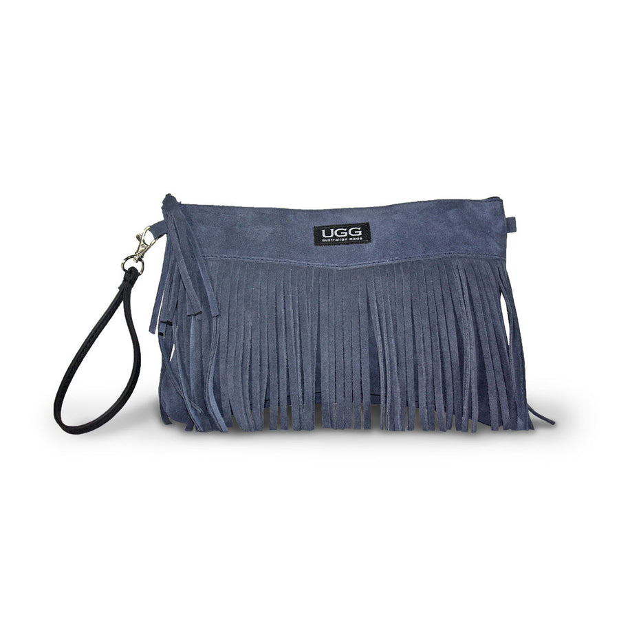 Tribal Clutch Navy blue suede online sale by UGG Australian Made Since 1974 Front view