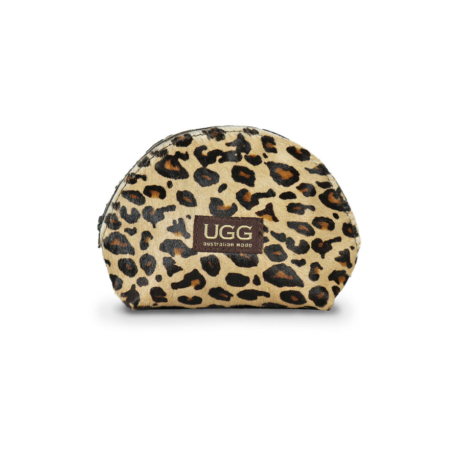 Make Up Bag Baby Leopard made from calfskin online sale by UGG Australian Made Since 1974 Front view